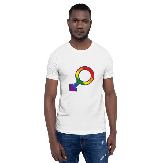 T-shirt - Love with Pride - Male gender symbol rainbow