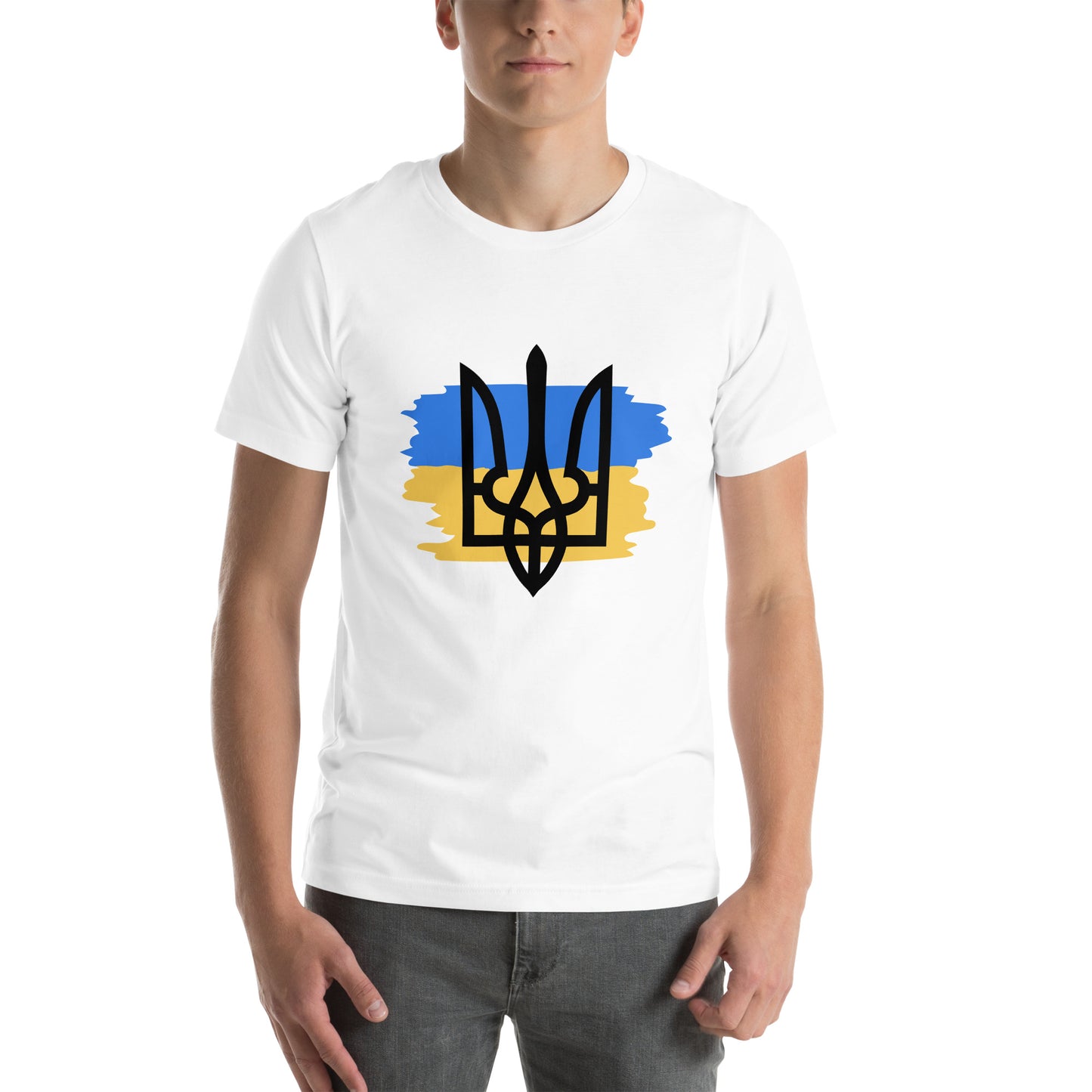 T-shirt - Slava Ukraini - Yellow and blue color and coat of arms of Ukraine