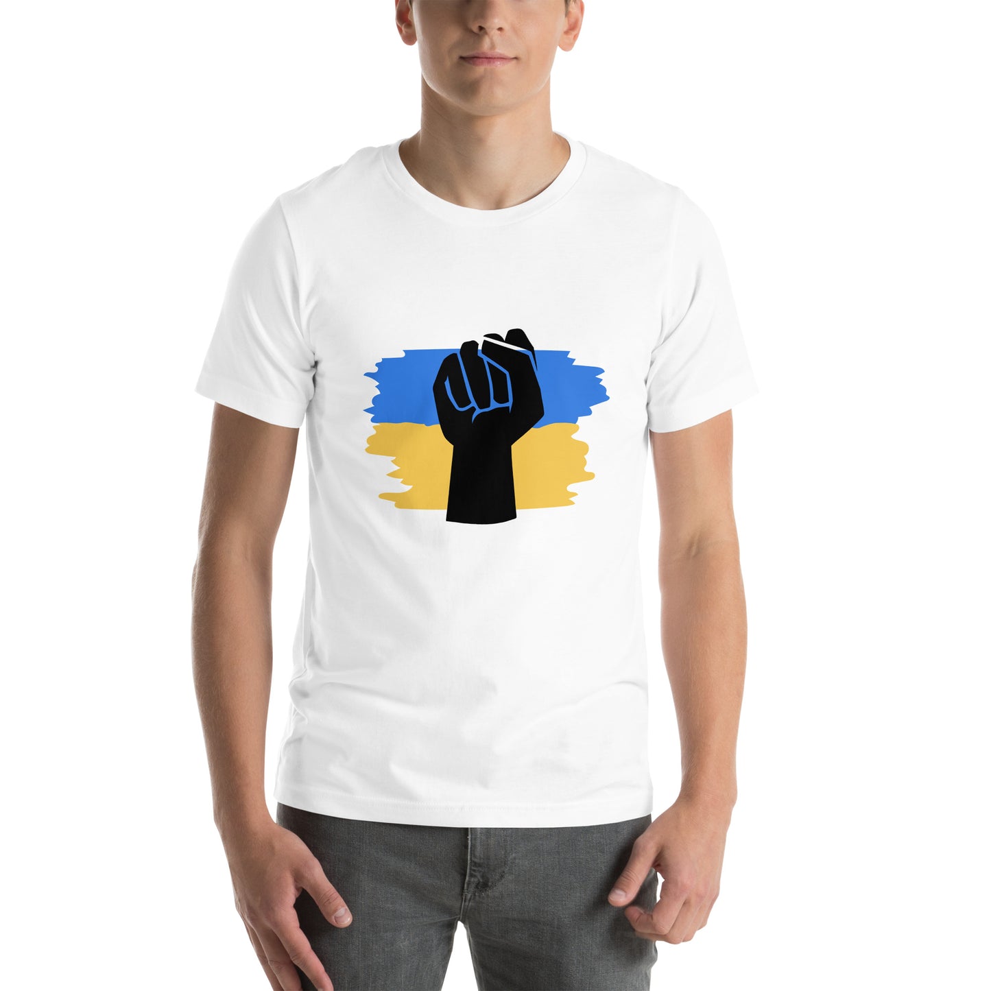 T-shirt - Slava Ukraini - Yellow and blue color and a fist