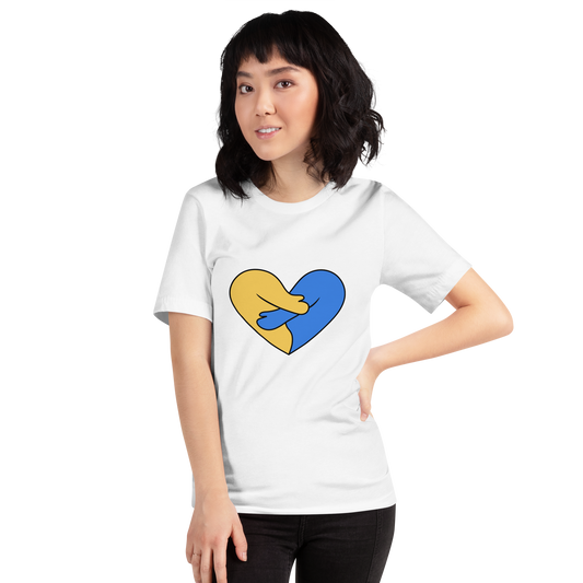 T-shirt - Slava Ukraini - Yellow and blue heart hugging