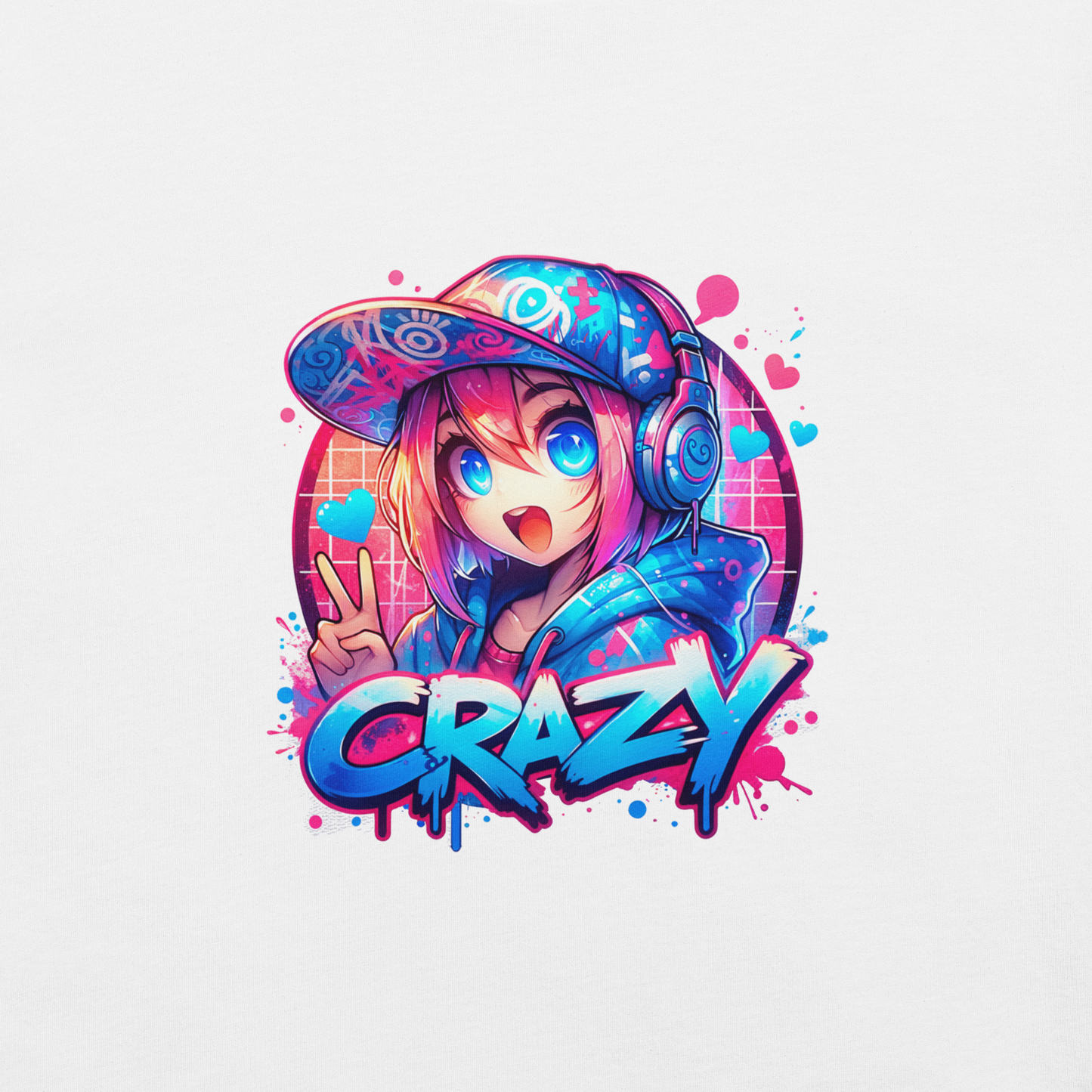 T-shirt - Graffiti Street Art Anime Girls - Crazy 2