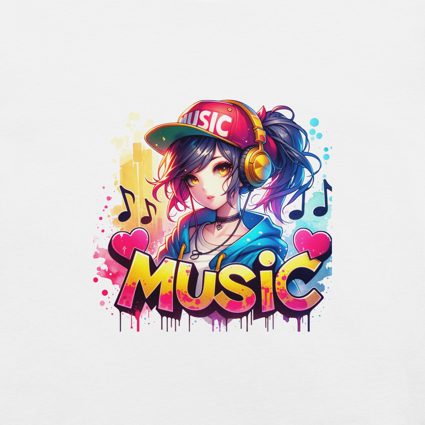 T-shirt - Graffiti Street Art Anime Girls - Music