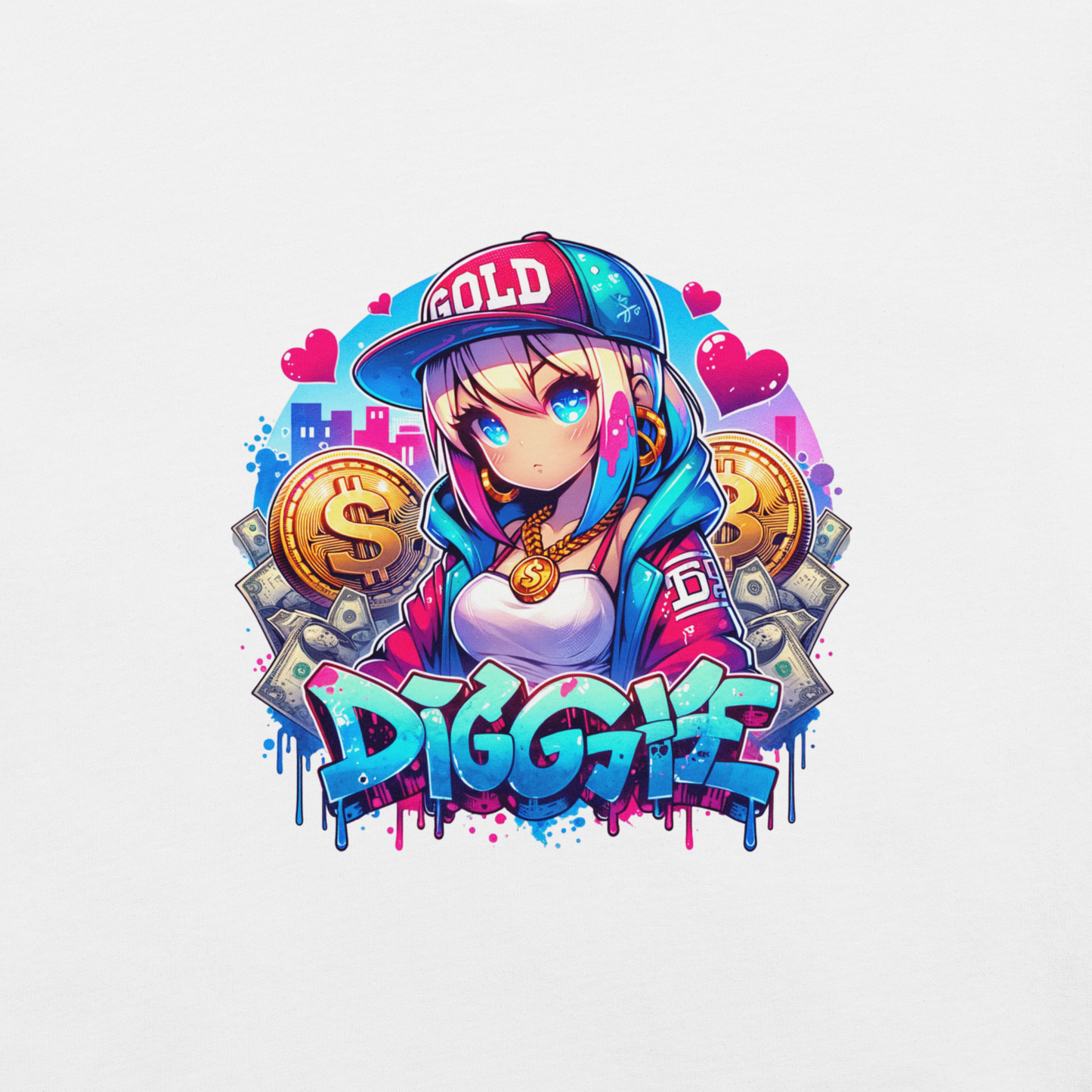 T-shirt - Graffiti Street Art Anime Girls - Diggie