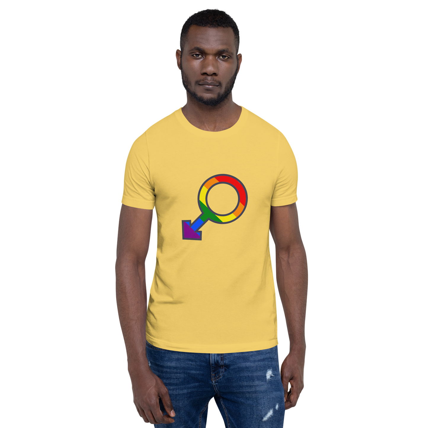 T-shirt - Love with Pride - Male gender symbol rainbow