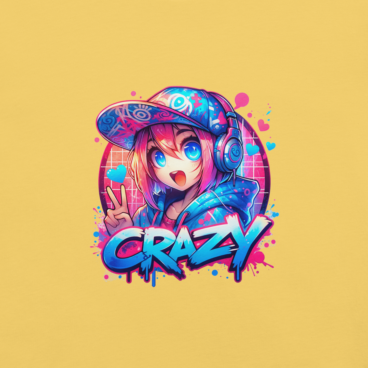 T-shirt - Graffiti Street Art Anime Girls - Crazy 2