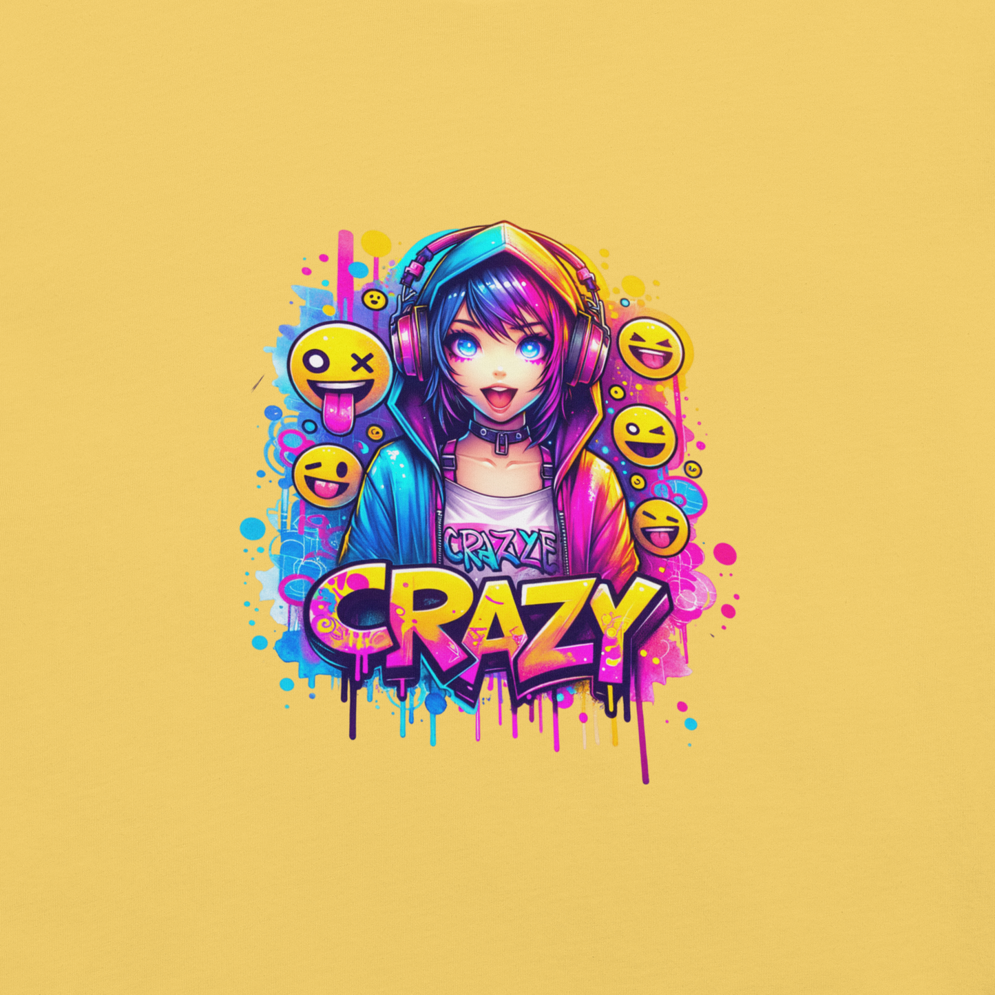 T-shirt - Graffiti Street Art Anime Girls - Crazy