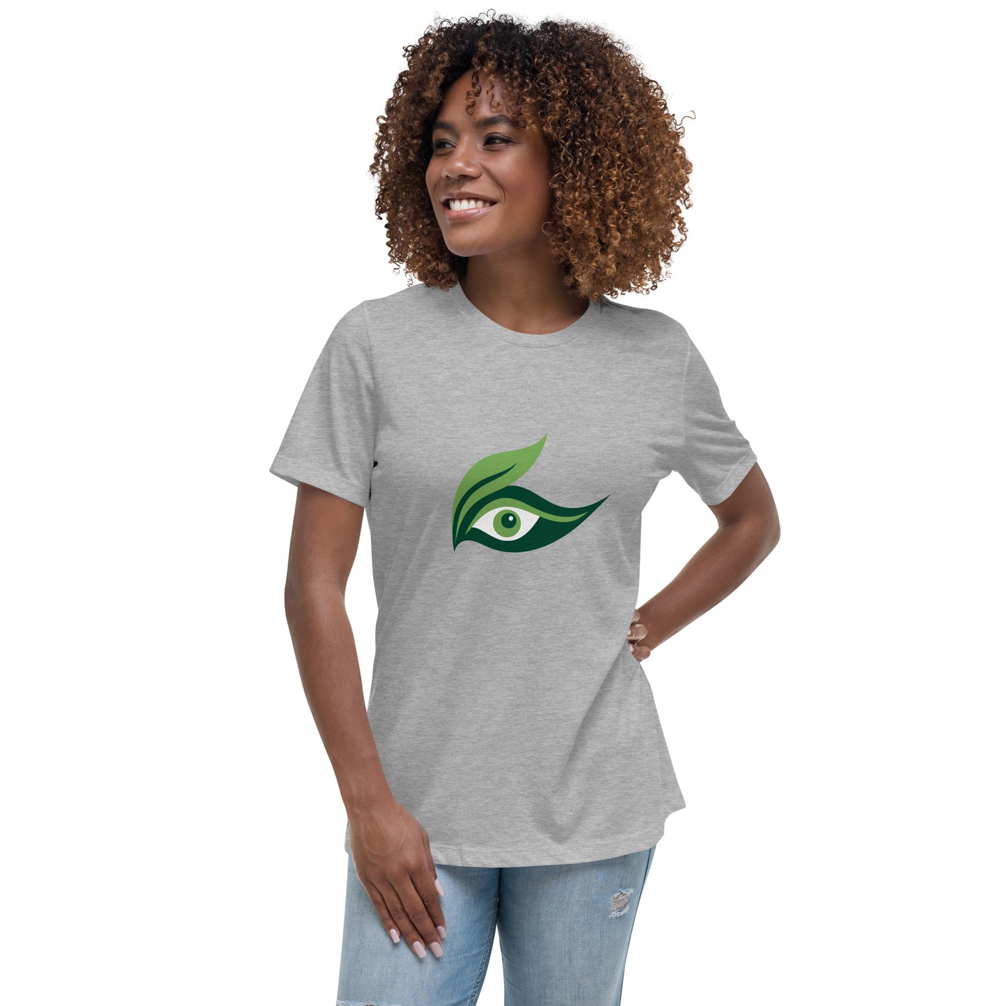 Women's Relaxed T-shirt - Colorful eyes - Green leaf eye