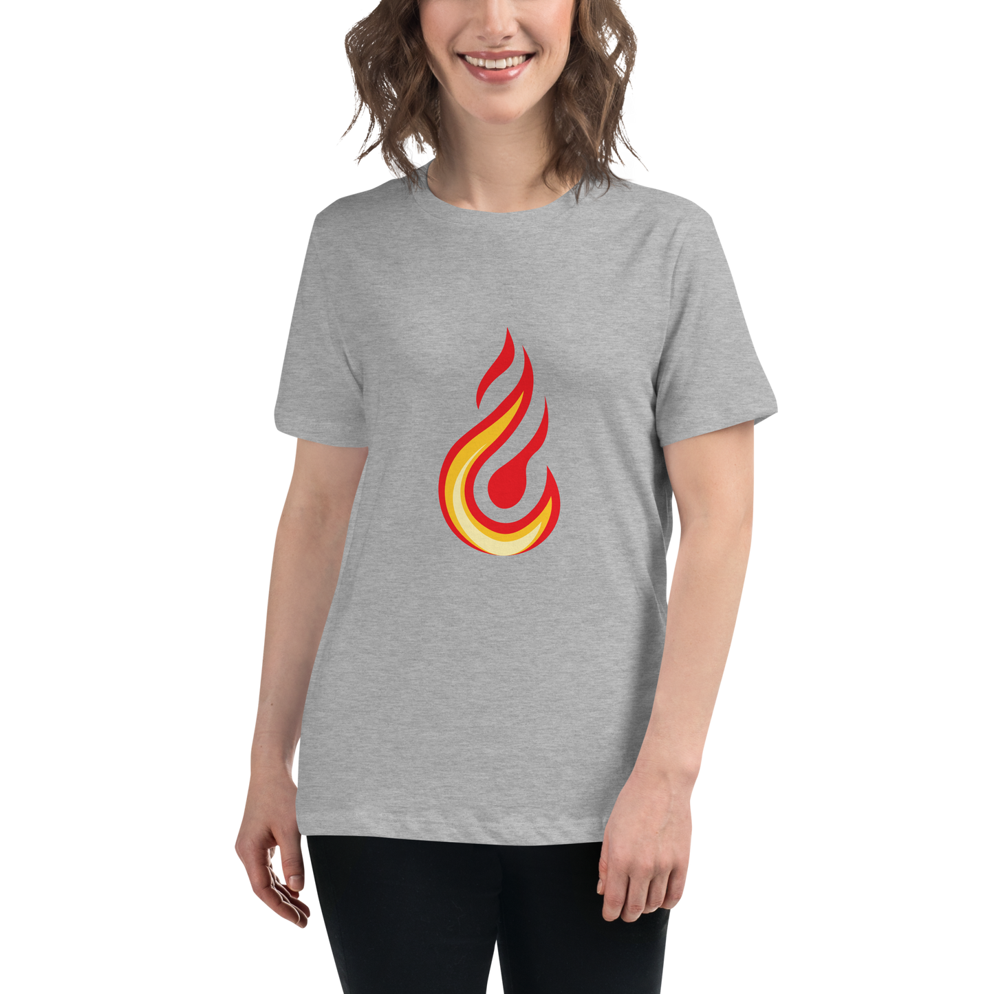 Women's Relaxed T-shirt - Flames & fire - Clean yellow, orange and red flame