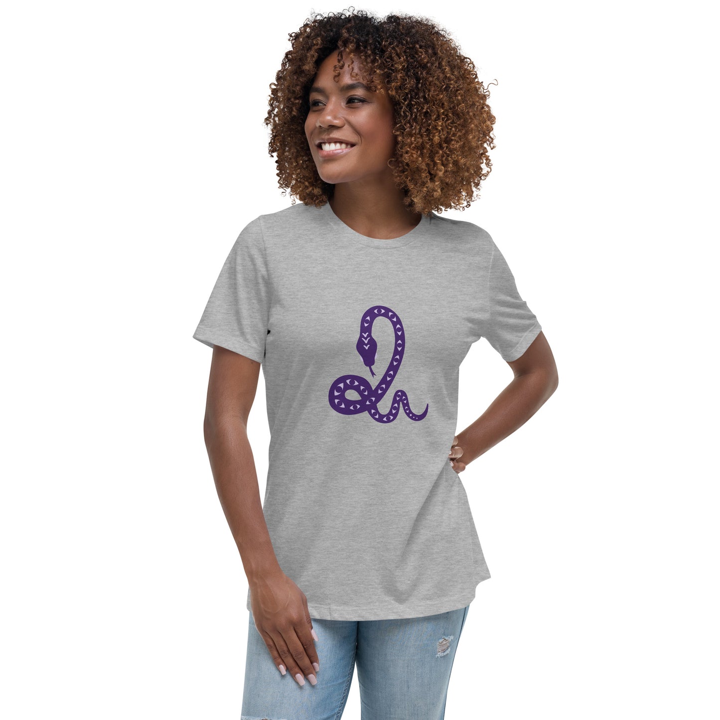 Women's Relaxed T-shirt - Snakes - Snake with eyes pattern