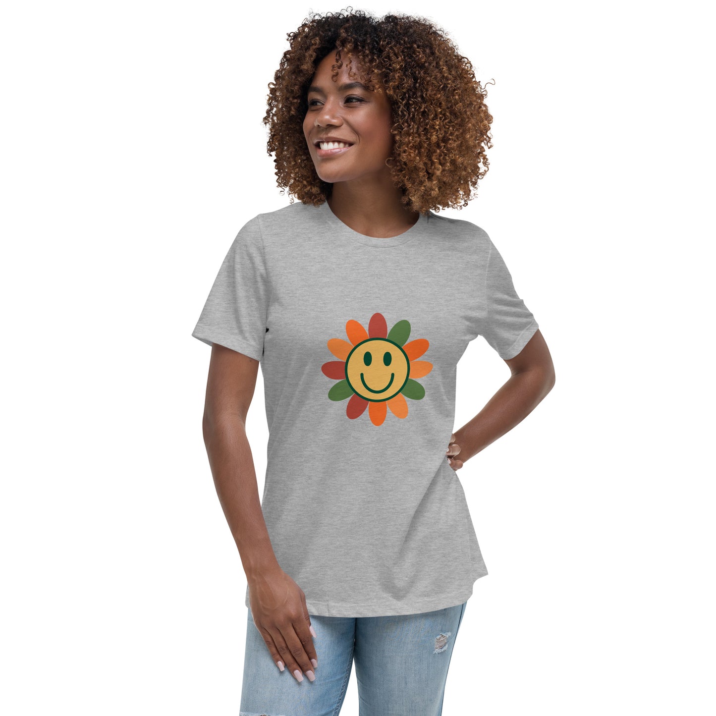 Women's Relaxed T-shirt - Back to the 60s - Smiley flower