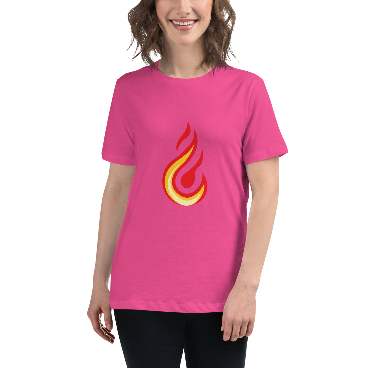 Women's Relaxed T-shirt - Flames & fire - Clean yellow, orange and red flame