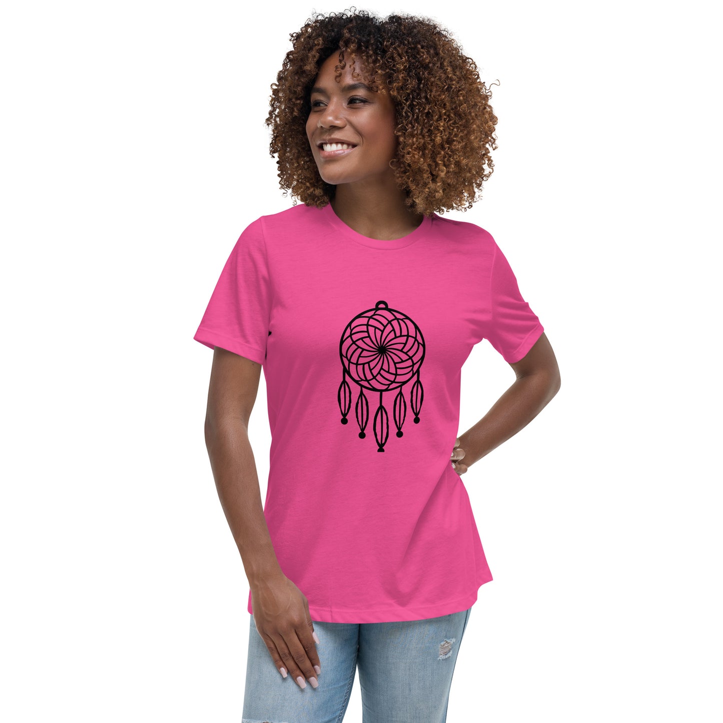 Women's Relaxed T-shirt - Dream catchers - Dream catcher with five feathers