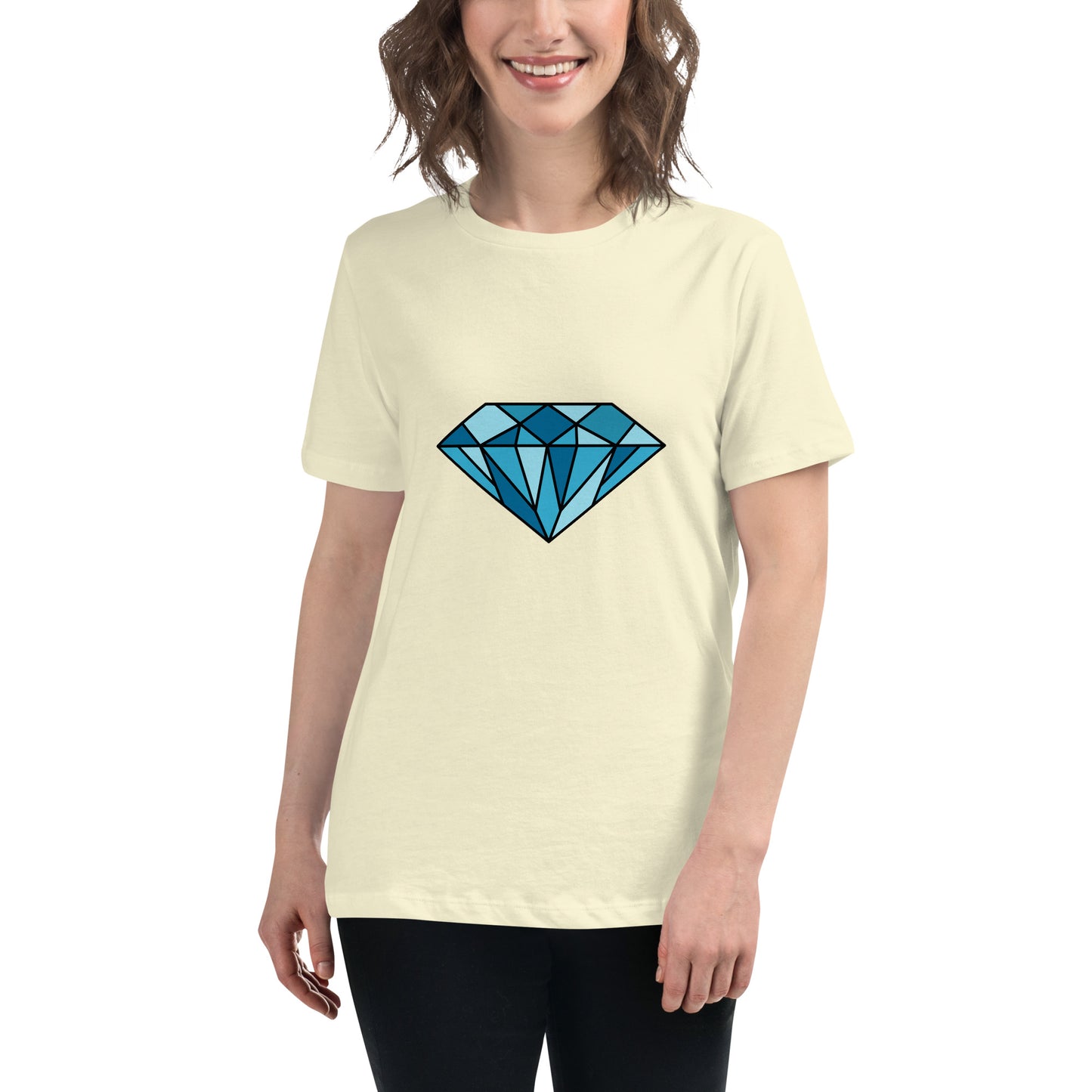 Women's Relaxed T-shirt - Diamonds & stones - Blue diamonds