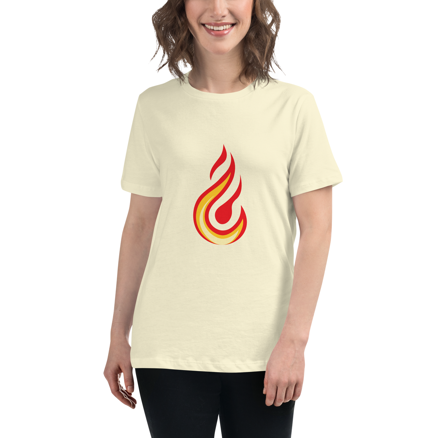 Women's Relaxed T-shirt - Flames & fire - Clean yellow, orange and red flame