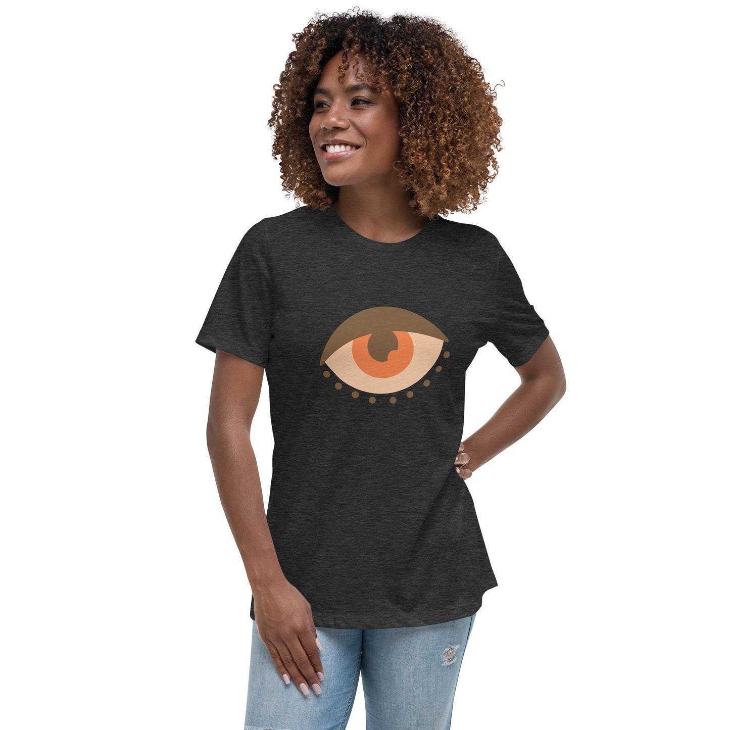 Women's Relaxed T-shirt - Colorful eyes - Brown beige eye