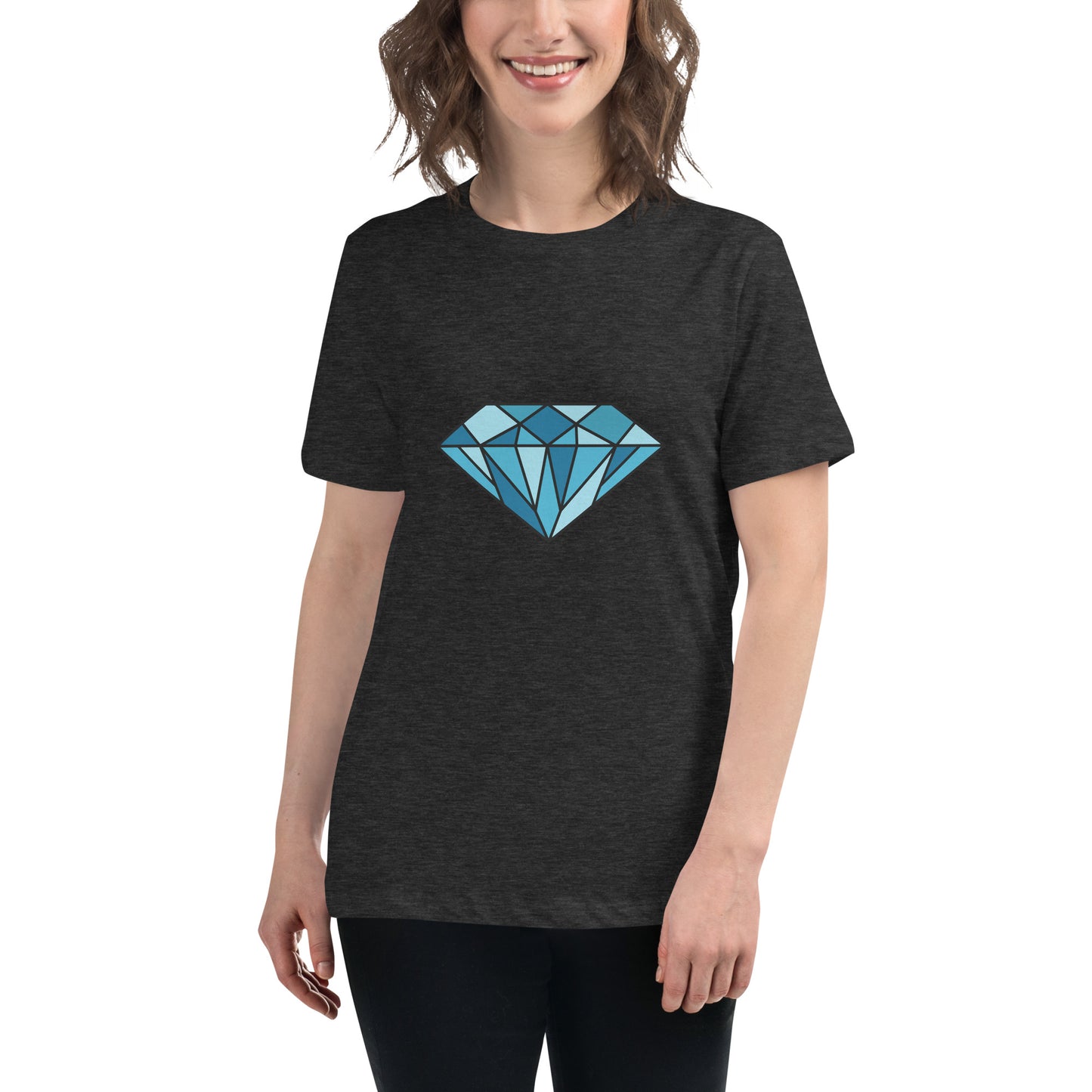 Women's Relaxed T-shirt - Diamonds & stones - Blue diamonds