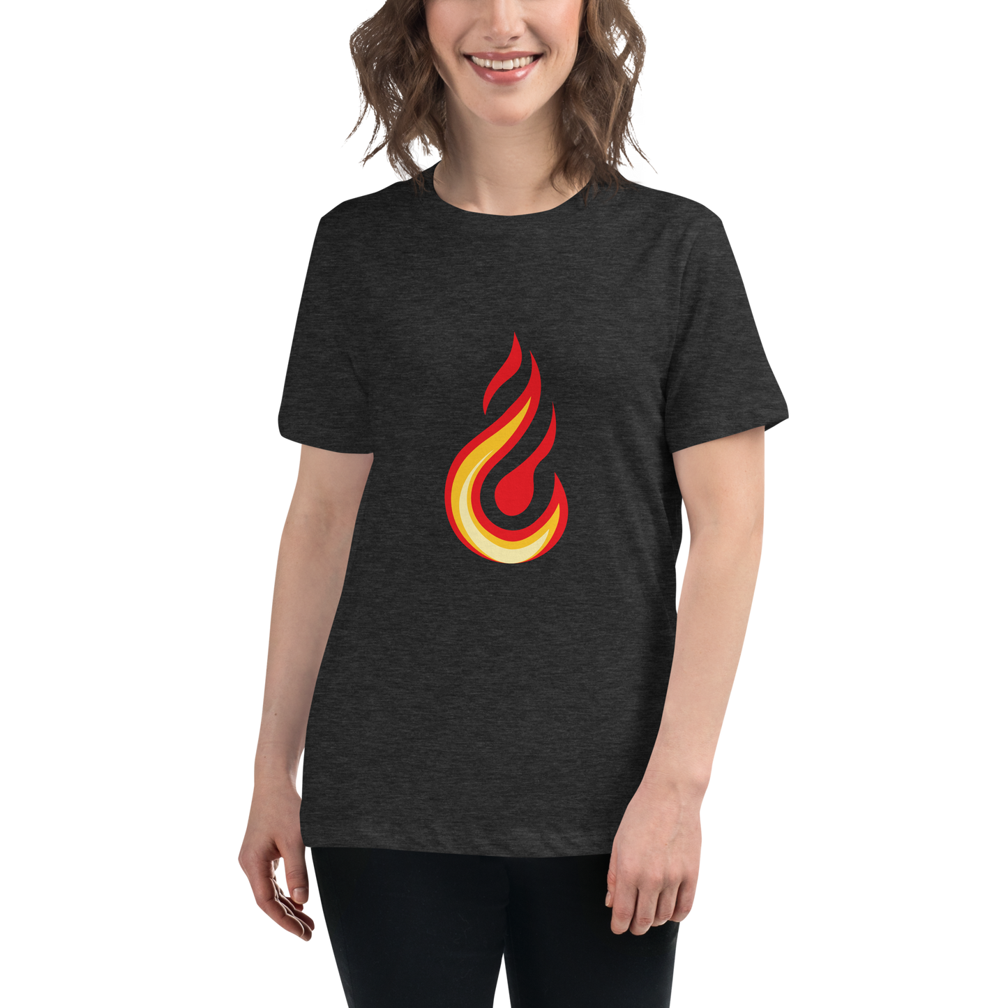 Women's Relaxed T-shirt - Flames & fire - Clean yellow, orange and red flame