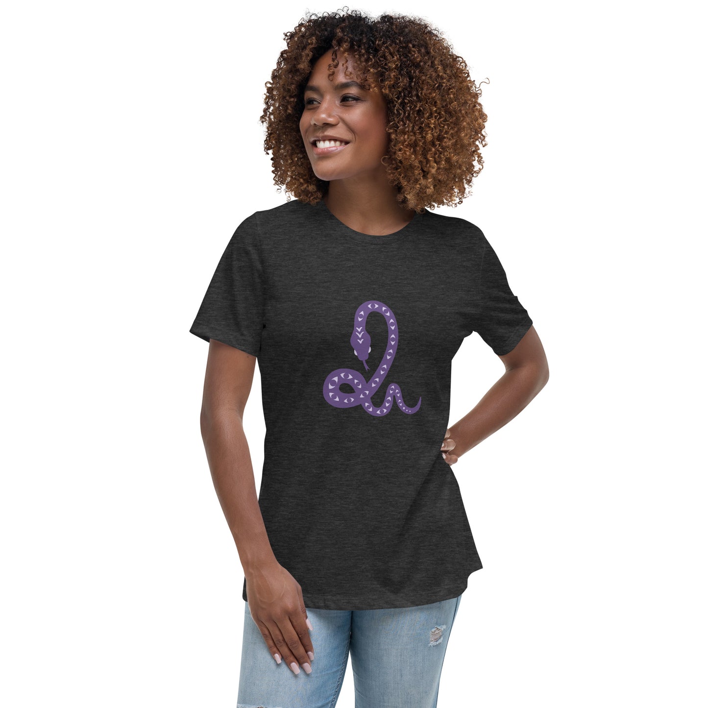 Women's Relaxed T-shirt - Snakes - Snake with eyes pattern