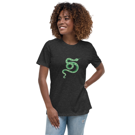 Women's Relaxed T-shirt - Snakes - Green and yellow snake