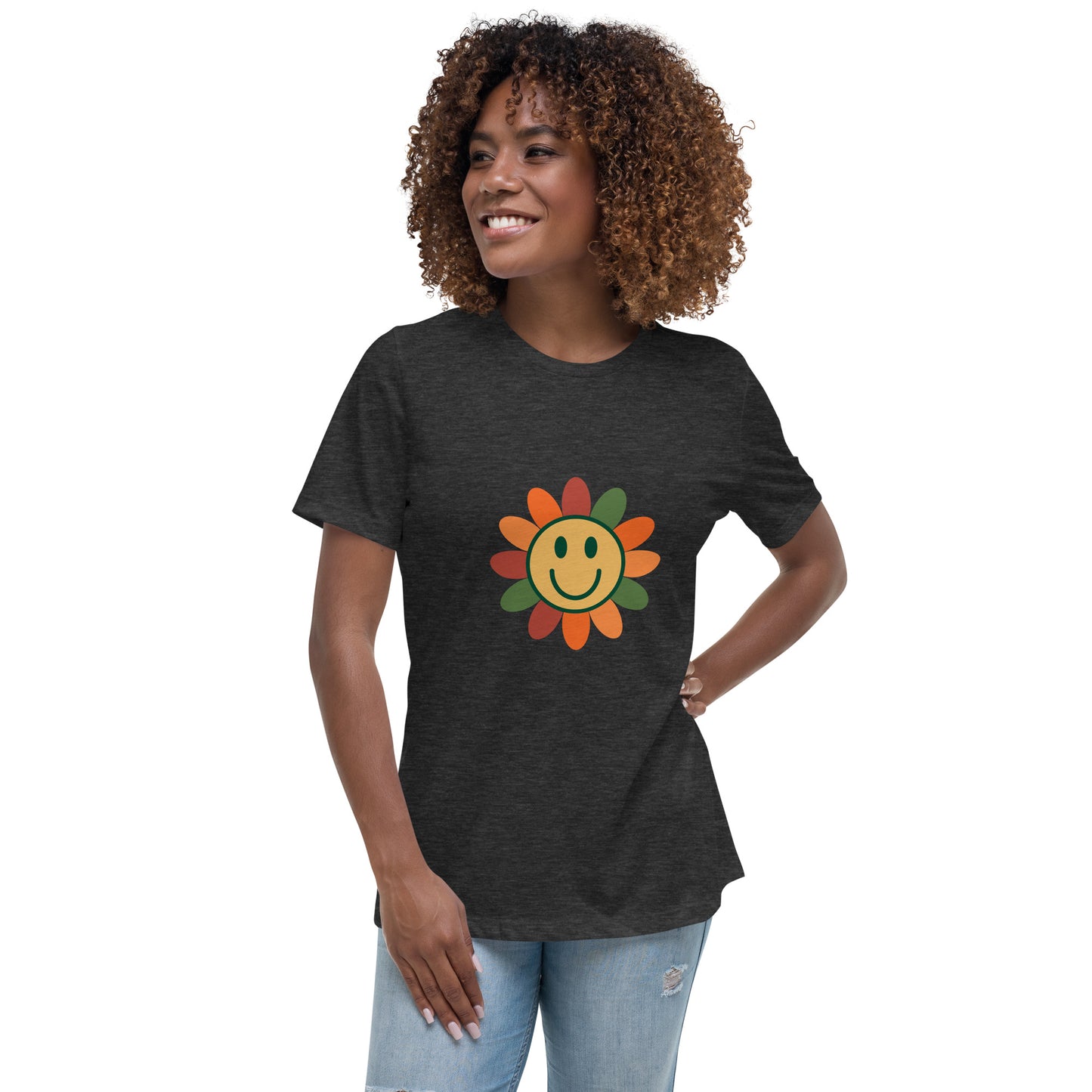 Women's Relaxed T-shirt - Back to the 60s - Smiley flower