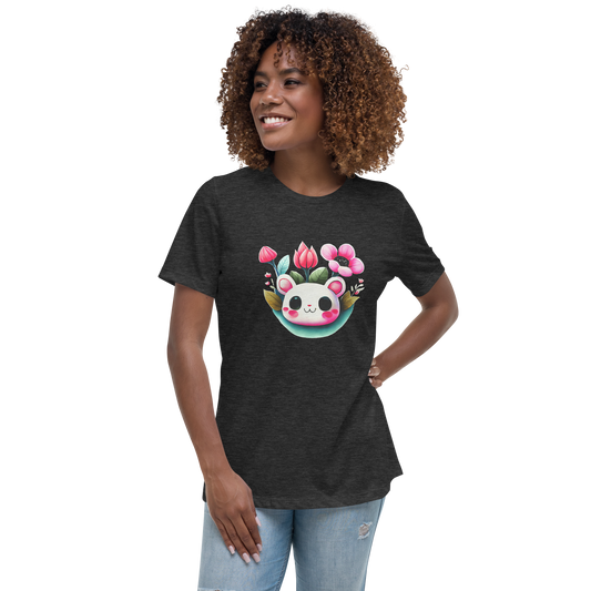 Women's Relaxed T-Shirt - White and pink Kawaii