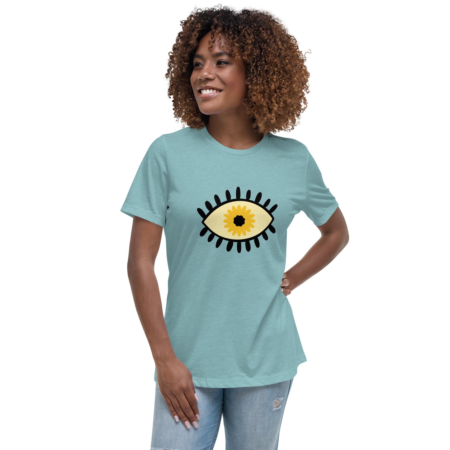 Women's Relaxed T-shirt - Colorful eyes - Yellow eye