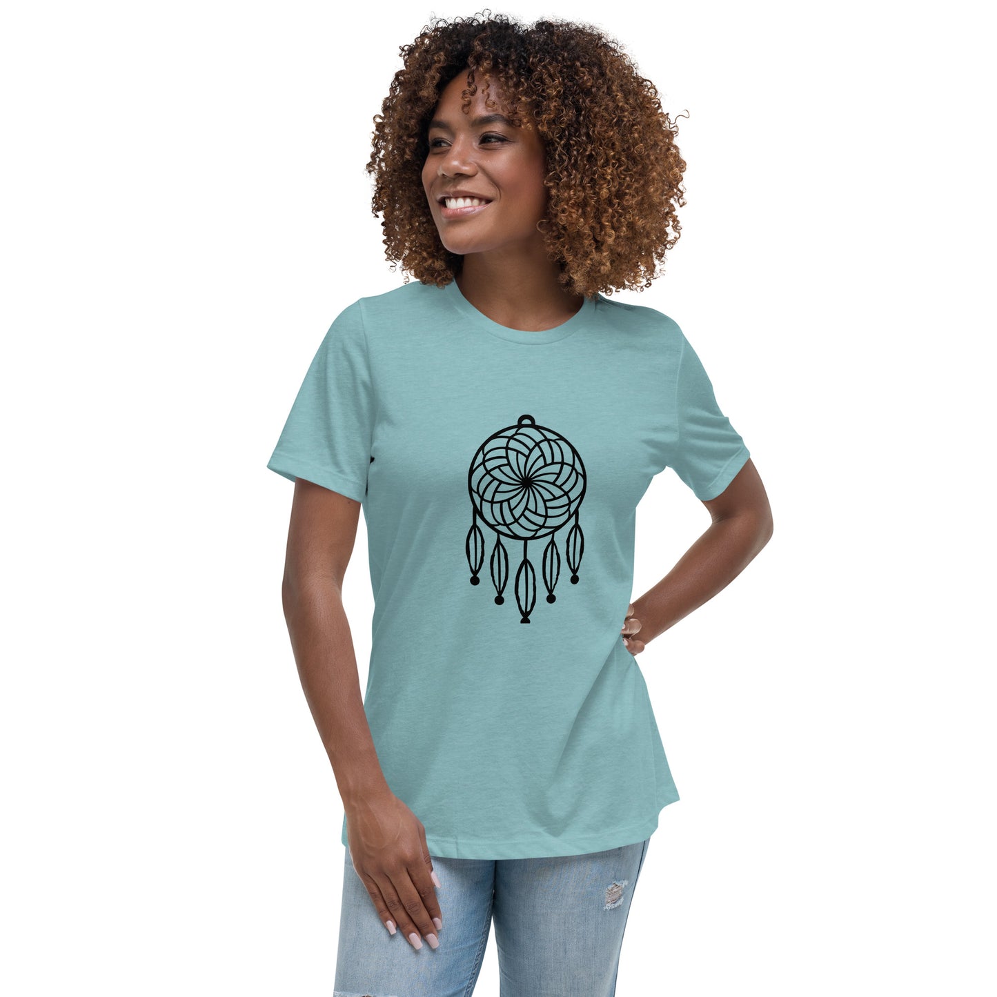 Women's Relaxed T-shirt - Dream catchers - Dream catcher with five feathers