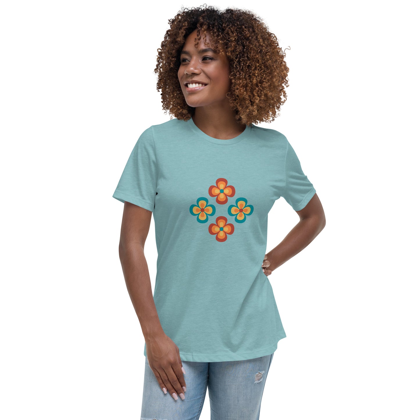 Women's Relaxed T-shirt - Back to the 60s - Flowers with 60s style