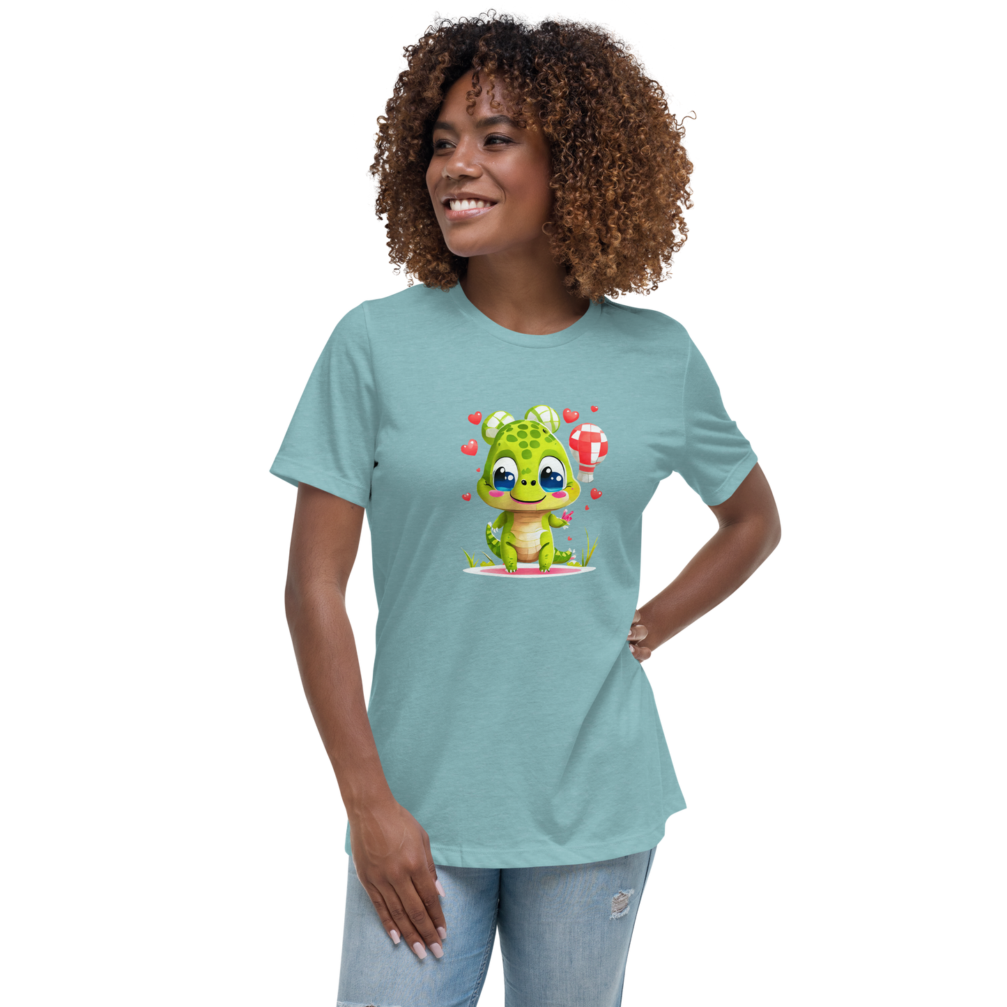 Women's Relaxed T-Shirt - Cute green Kawaii