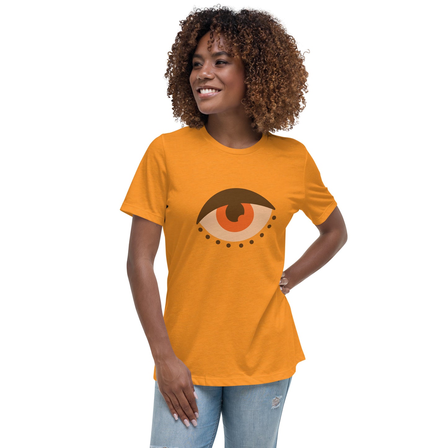 Women's Relaxed T-shirt - Colorful eyes - Brown beige eye