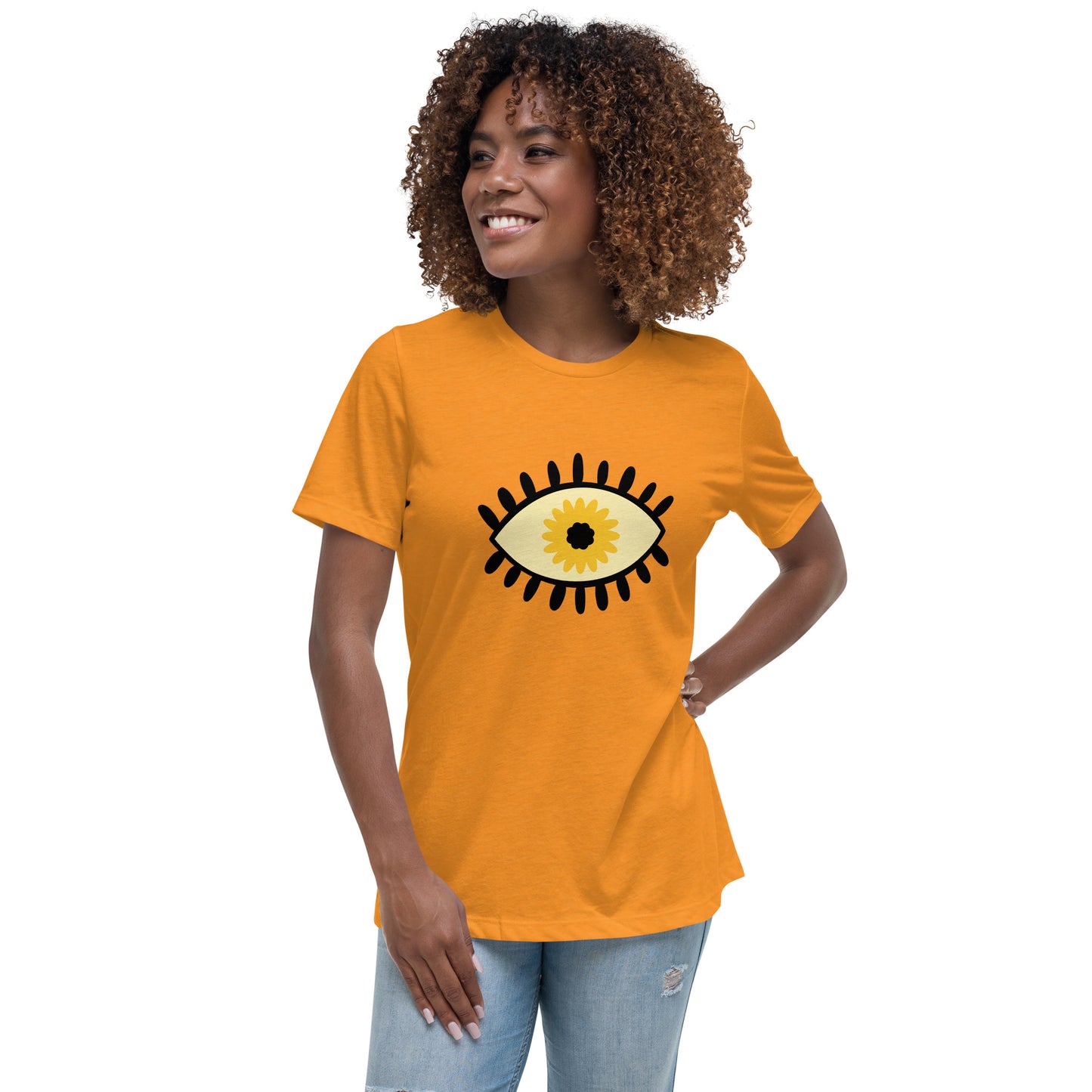 Women's Relaxed T-shirt - Colorful eyes - Yellow eye