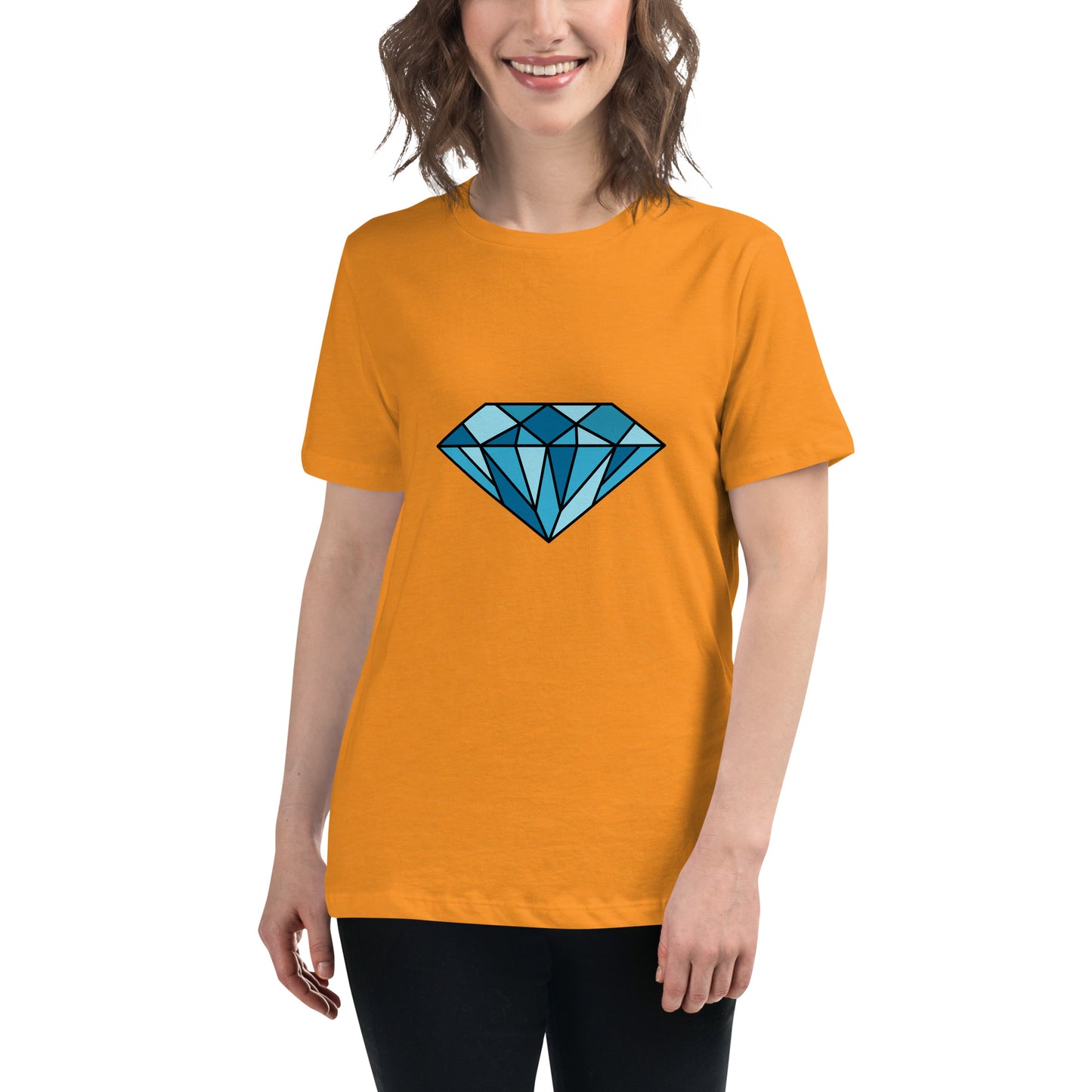 Women's Relaxed T-shirt - Diamonds & stones - Blue diamonds