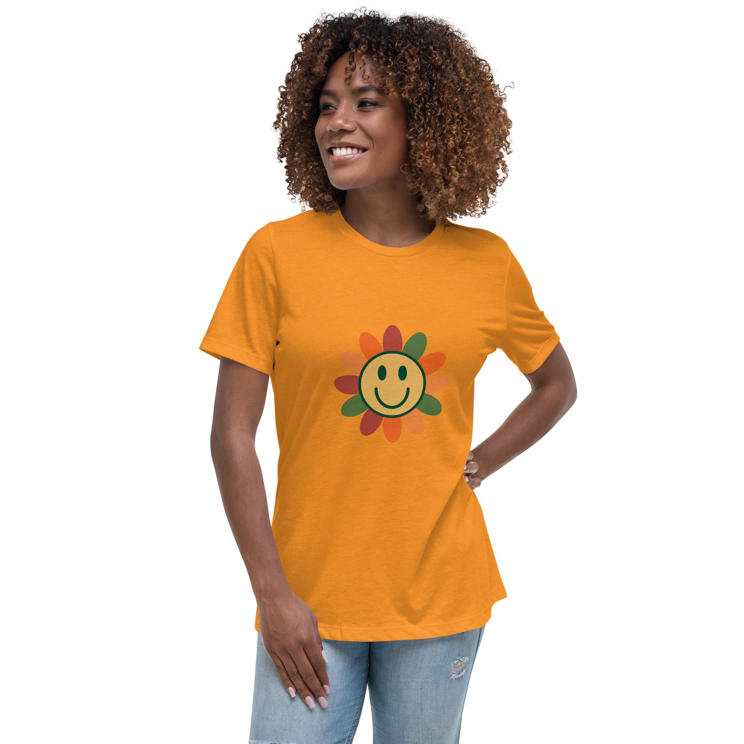 Women's Relaxed T-shirt - Back to the 60s - Smiley flower