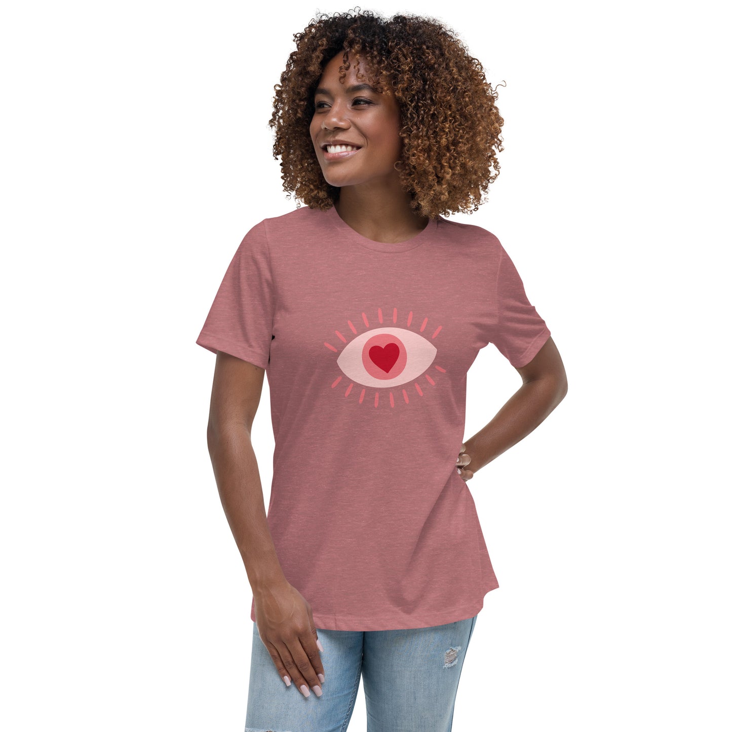 Women's Relaxed T-shirt - Colorful eyes - Pink eye