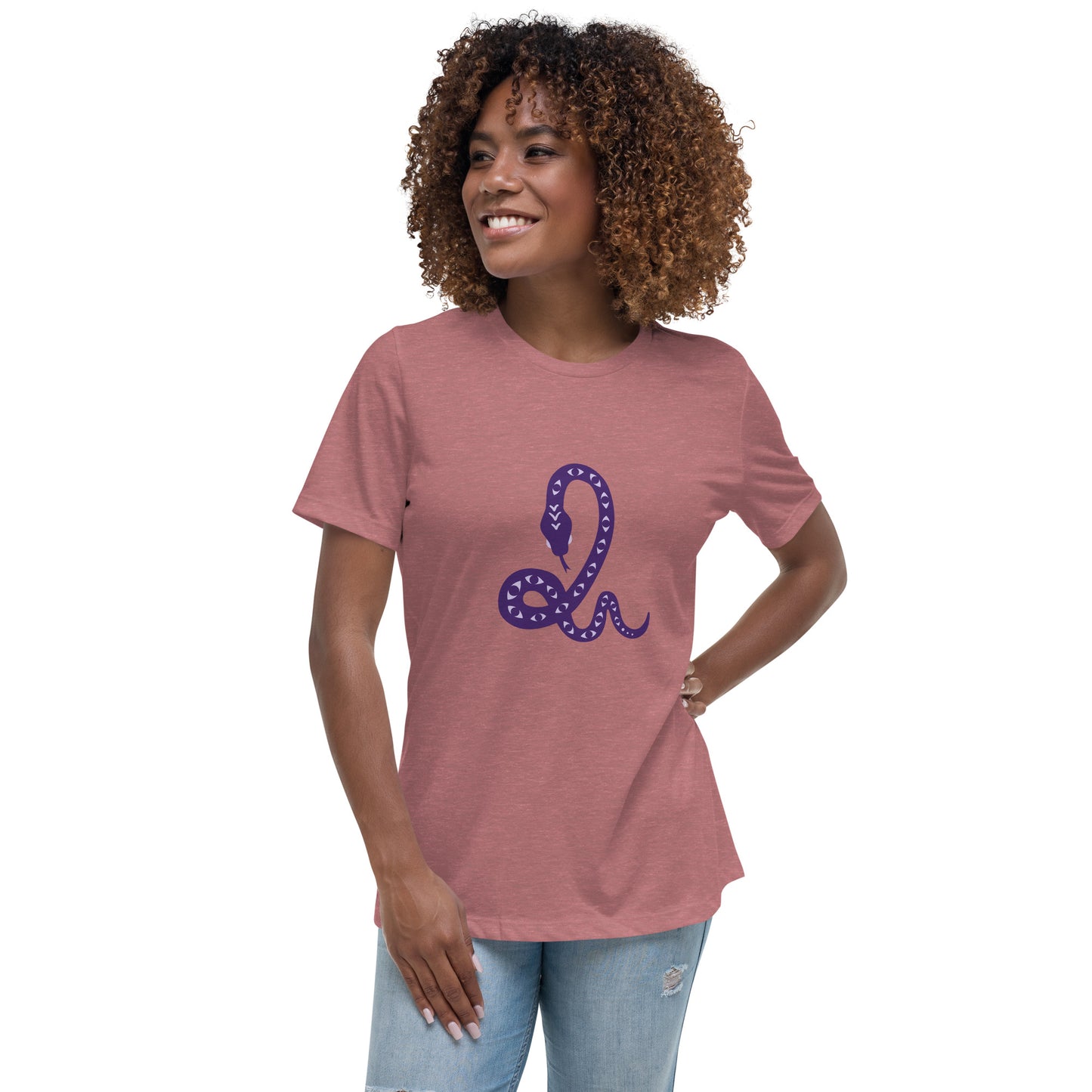 Women's Relaxed T-shirt - Snakes - Snake with eyes pattern