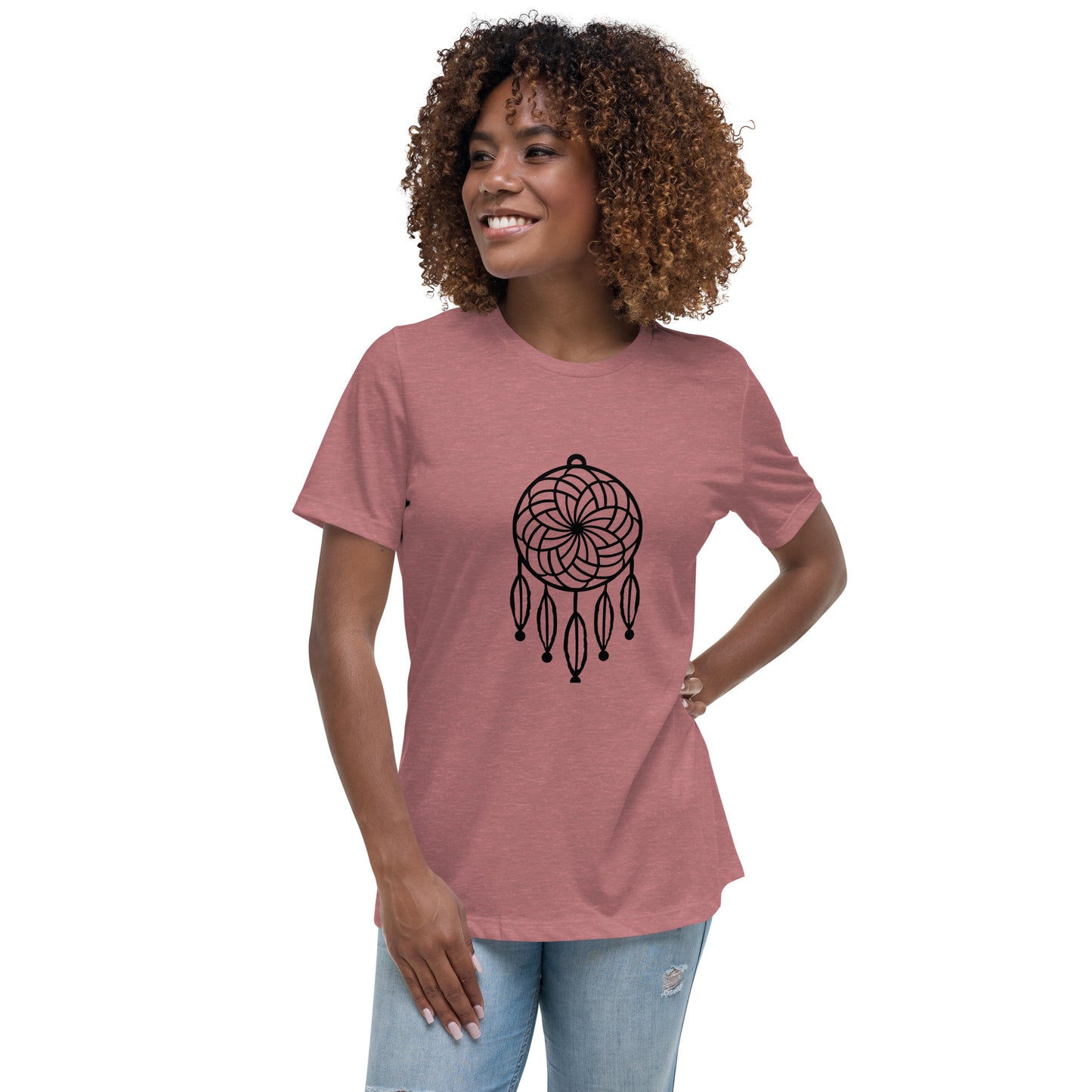 Women's Relaxed T-shirt - Dream catchers - Dream catcher with five feathers