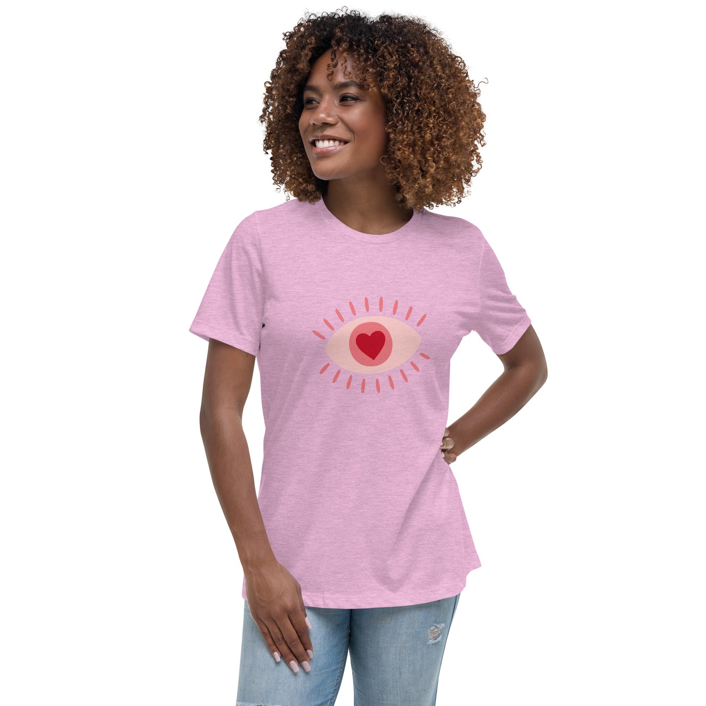 Women's Relaxed T-shirt - Colorful eyes - Pink eye