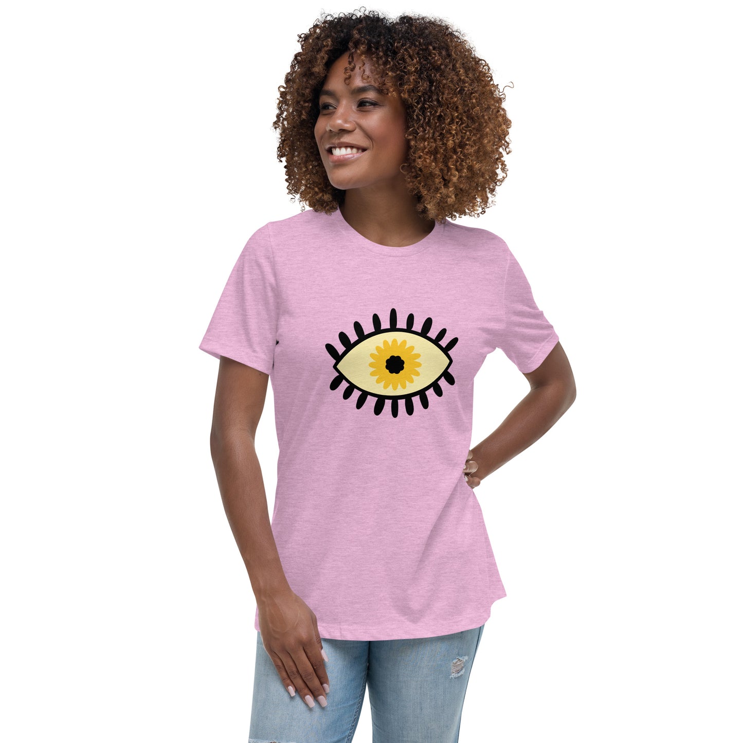 Women's Relaxed T-shirt - Colorful eyes - Yellow eye