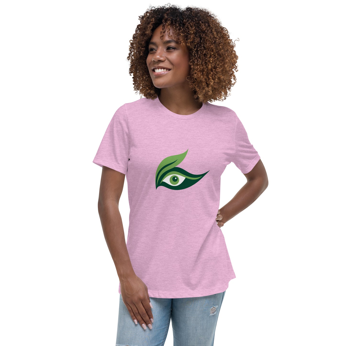 Women's Relaxed T-shirt - Colorful eyes - Green leaf eye