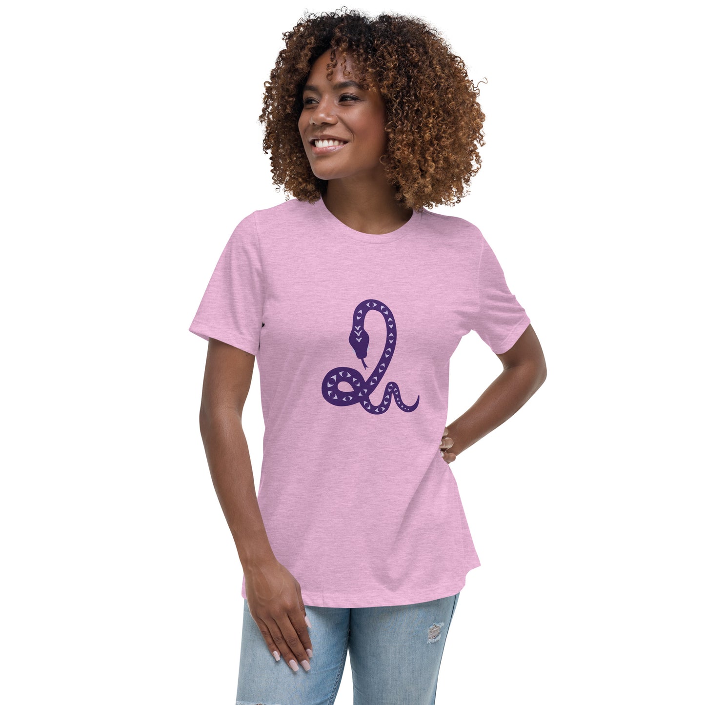 Women's Relaxed T-shirt - Snakes - Snake with eyes pattern