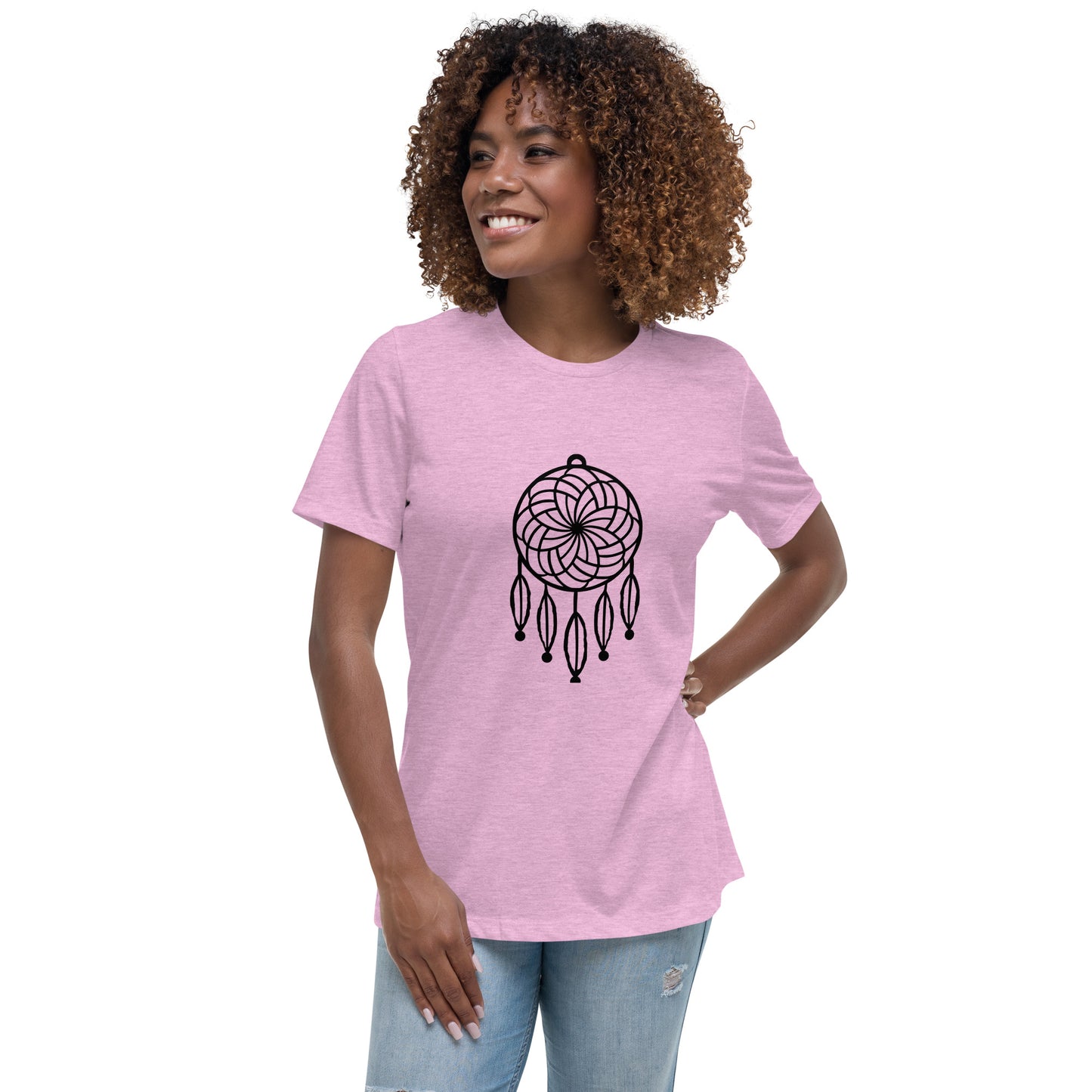 Women's Relaxed T-shirt - Dream catchers - Dream catcher with five feathers