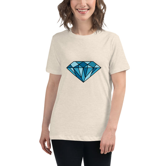 Women's Relaxed T-shirt - Diamonds & stones - Blue diamonds