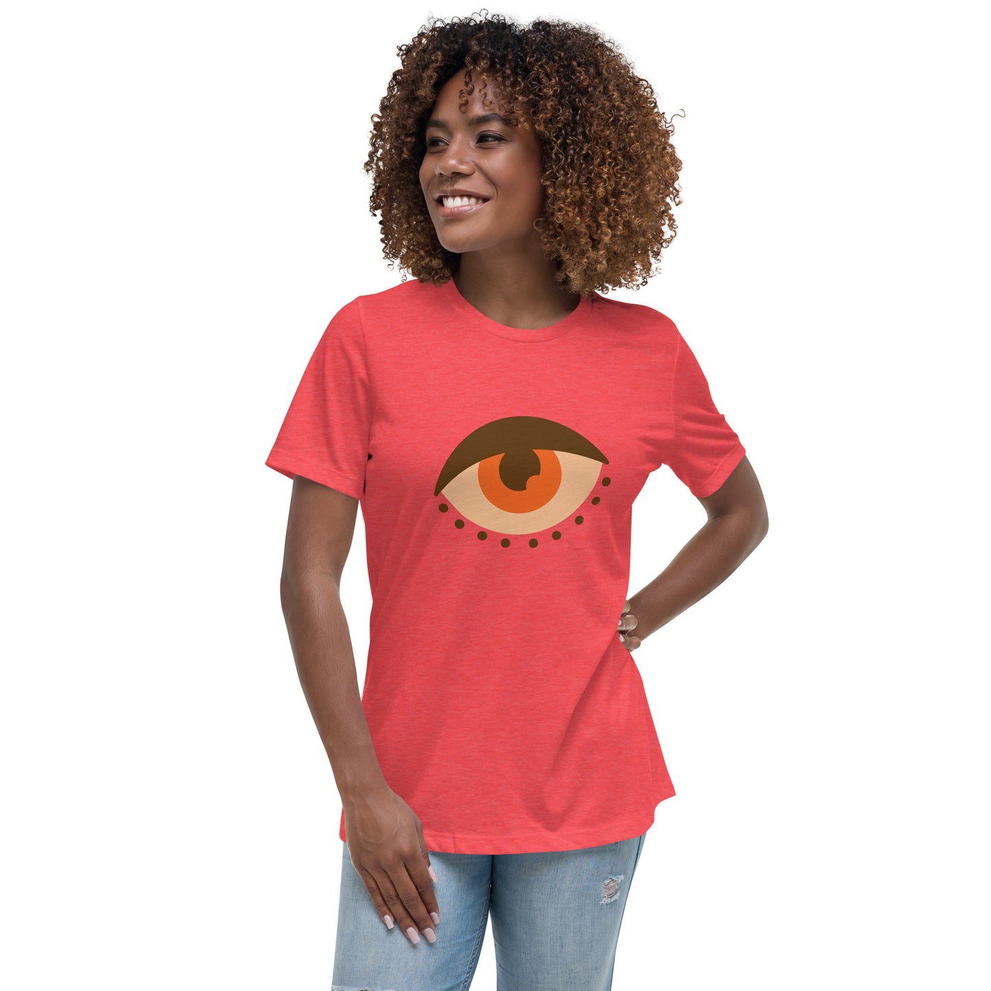 Women's Relaxed T-shirt - Colorful eyes - Brown beige eye