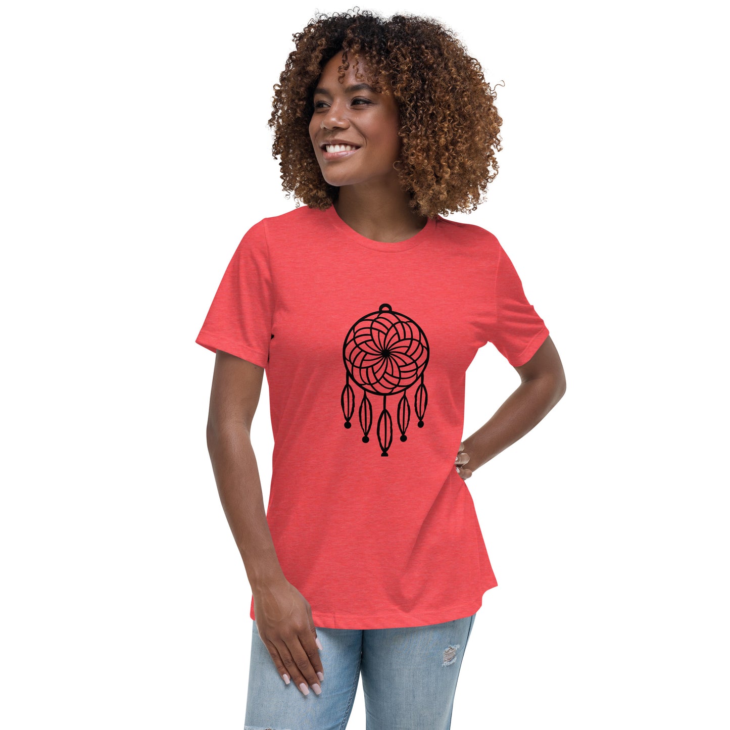 Women's Relaxed T-shirt - Dream catchers - Dream catcher with five feathers