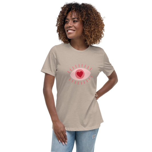 Women's Relaxed T-shirt - Colorful eyes - Pink eye