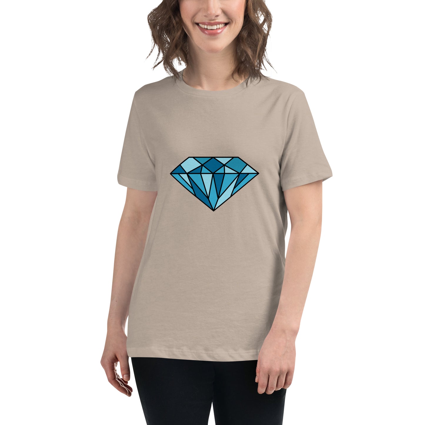 Women's Relaxed T-shirt - Diamonds & stones - Blue diamonds