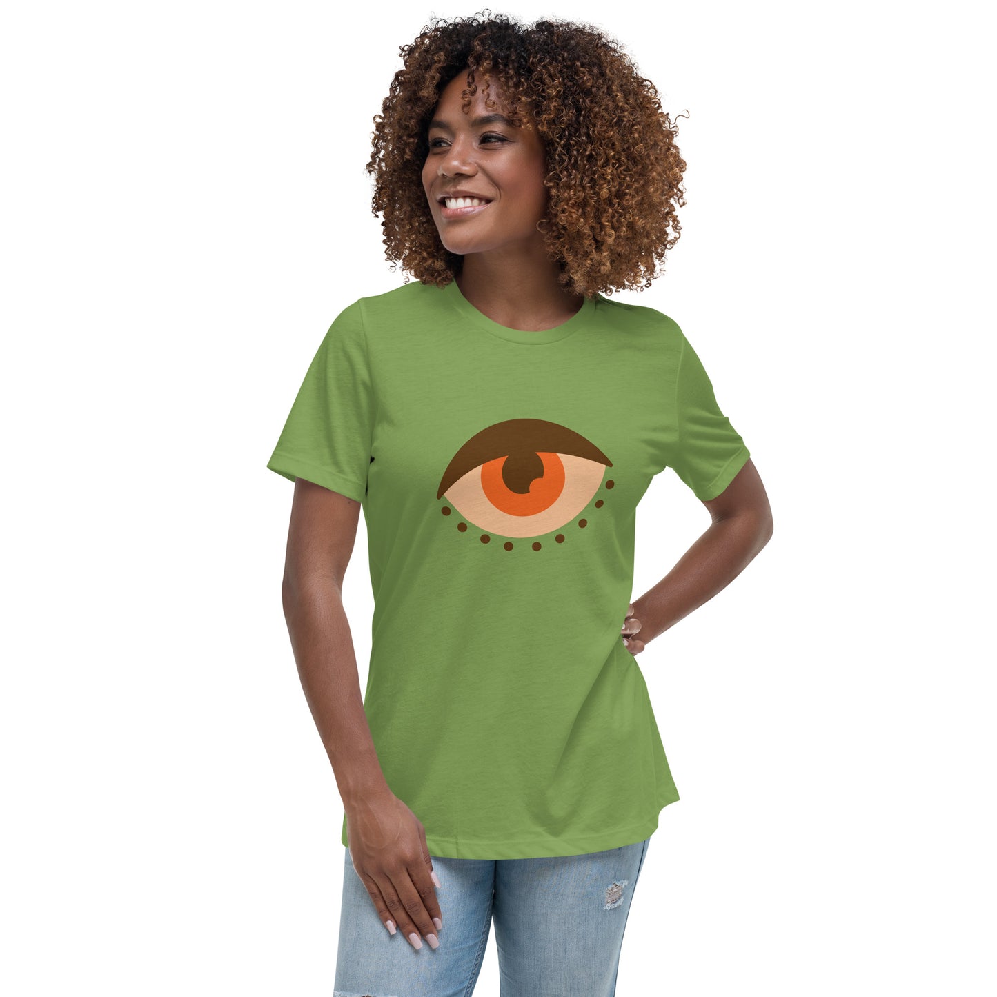 Women's Relaxed T-shirt - Colorful eyes - Brown beige eye