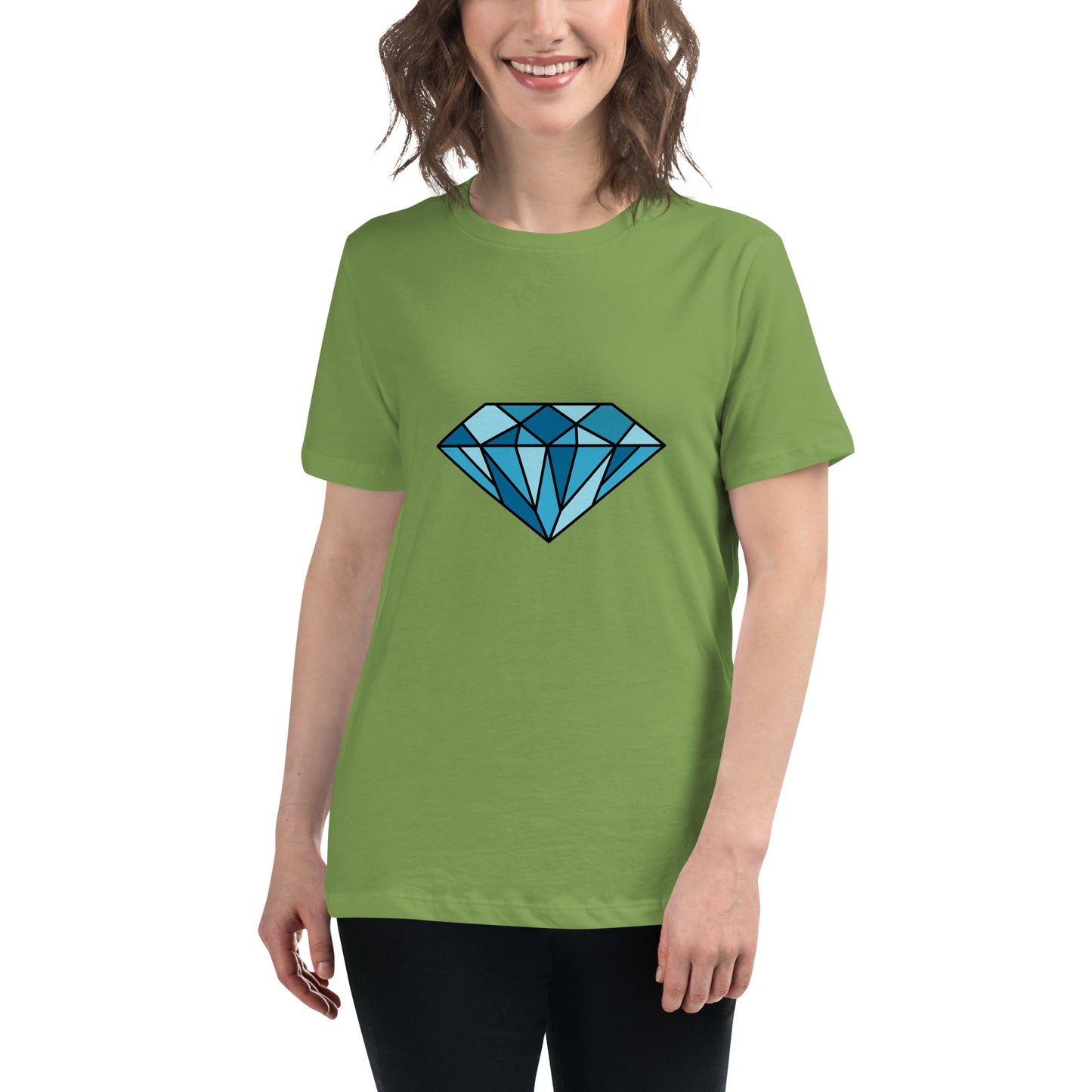 Women's Relaxed T-shirt - Diamonds & stones - Blue diamonds