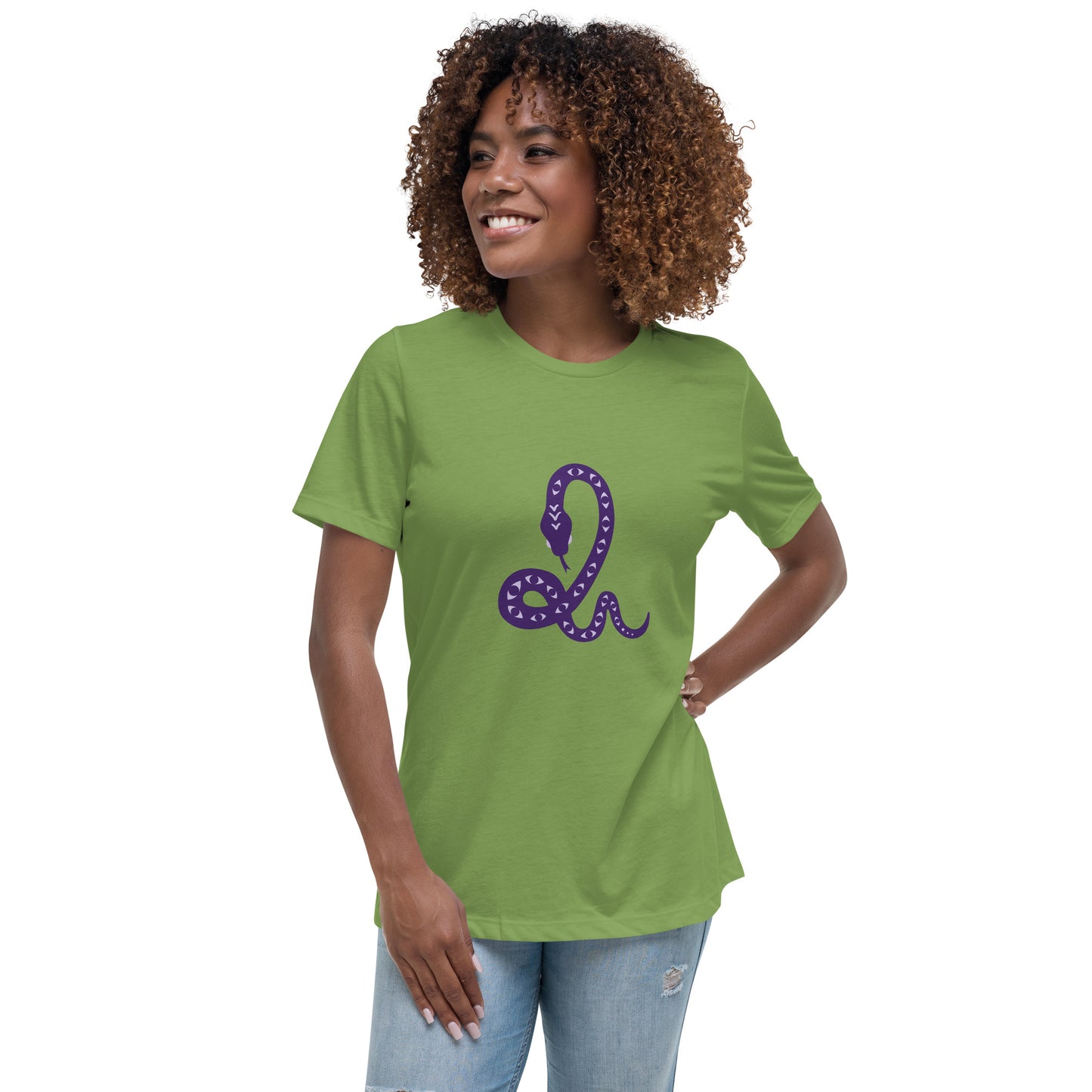 Women's Relaxed T-shirt - Snakes - Snake with eyes pattern