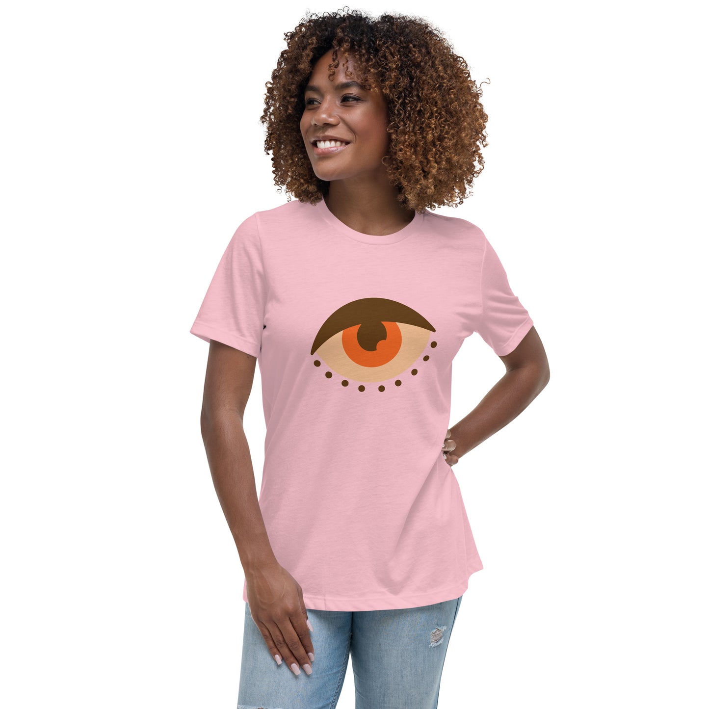 Women's Relaxed T-shirt - Colorful eyes - Brown beige eye